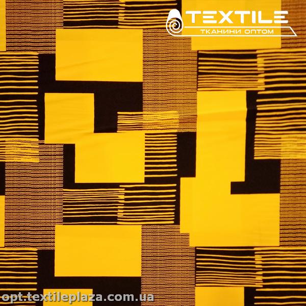 Костюмная ткань SPH-принт цветная 4057D10C2 прямоугольники, желтый