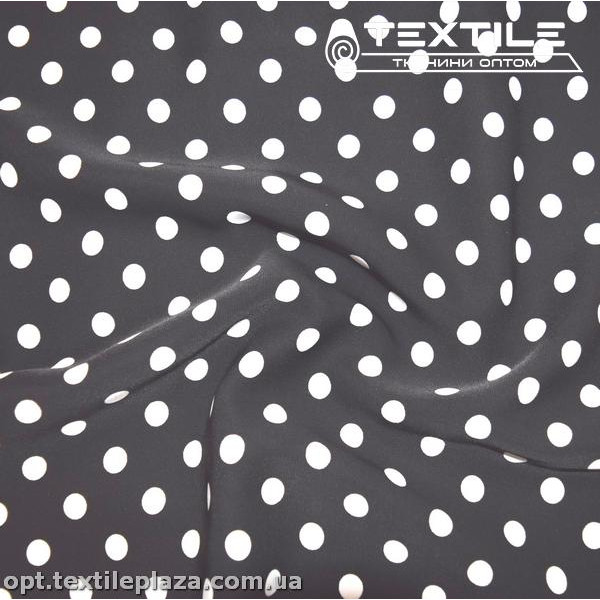 Костюмная ткань SPH-принт цветная 3913D1C1 горошек, черный