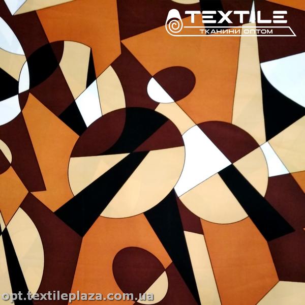 Костюмная ткань SPH-принт цветная 4057D4C1 геометрия, коричнево-бежевый