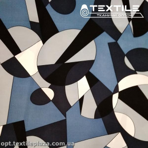 Костюмная ткань SPH-принт цветная 4057D4C2 геометрия, сине-серый