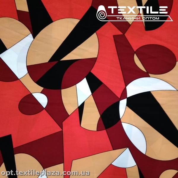 Костюмная ткань SPH-принт цветная 4057D4C3 геометрия, красно-бежевый