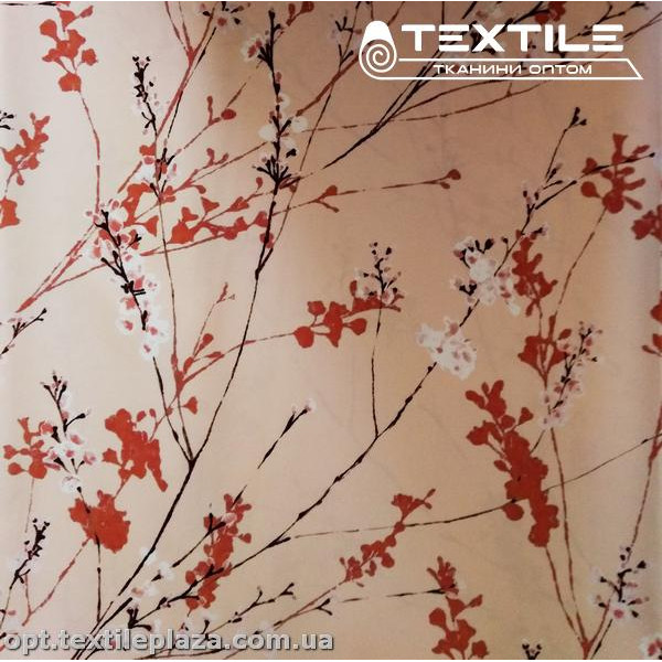 Костюмная ткань Креп цветная 3904D4C2 rose цветы, кремовый