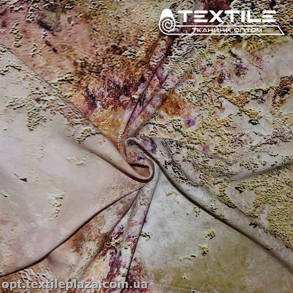 Костюмная ткань Креп цветная 3797D1C2 rose абстракция, оливково-лиловый