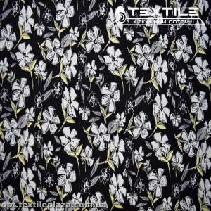 Костюмная ткань Креп цветная 3548D2C2 цветы, черный