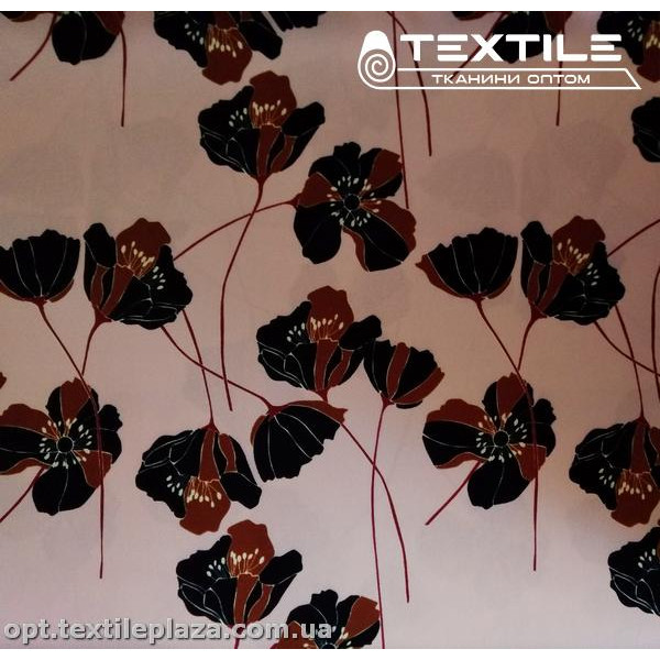 Костюмная ткань Креп цветная 3904D3C1 rose цветы, розовый