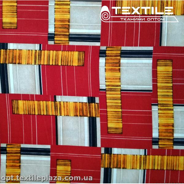 Костюмная ткань CEY-printed цветная 4058D11C5 прямоугольники, желто-серо-красный