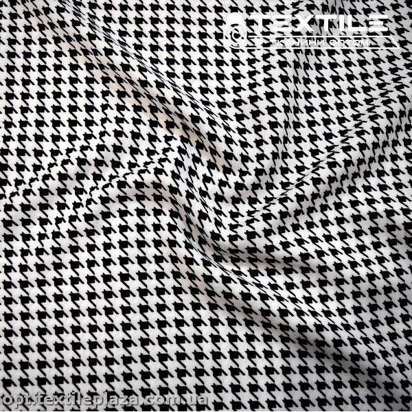 Костюмная ткань Креп цветная 4103D14C1 гусиная лапка, черная