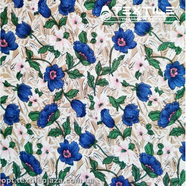 Костюмная ткань CEY-printed цветная 4058D10C1 цветы, бежевый