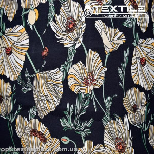 Костюмная ткань Креп цветная 3548D7C1 цветы, синий