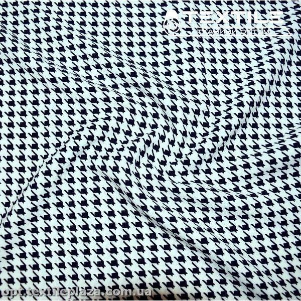 Костюмная ткань Креп цветная 4103D14C2 гусиная лапка, темно-синяя