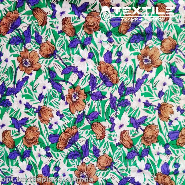Костюмная ткань CEY-printed цветная 4058D10C3 цветы, зеленый