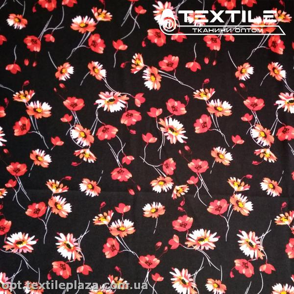 Костюмная ткань CEY-printed цветная 4058D7C2 цветы, черный