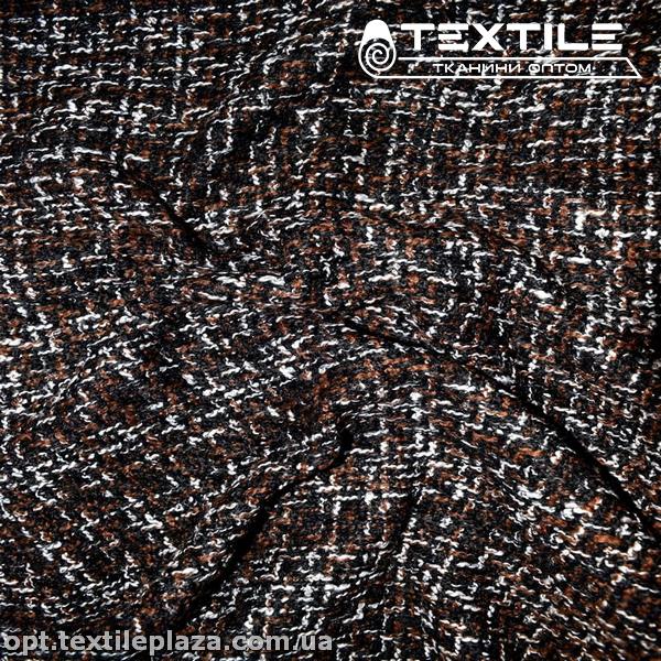 Костюмная ткань Клетка теплая 8003D1C1 Шанель, бордово-черный