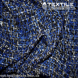 Костюмная ткань Клетка теплая 8003D1C3 Шанель, сине-черный