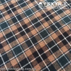 Костюмная ткань Клетка теплая 14766D4C5 коричнево-зеленый