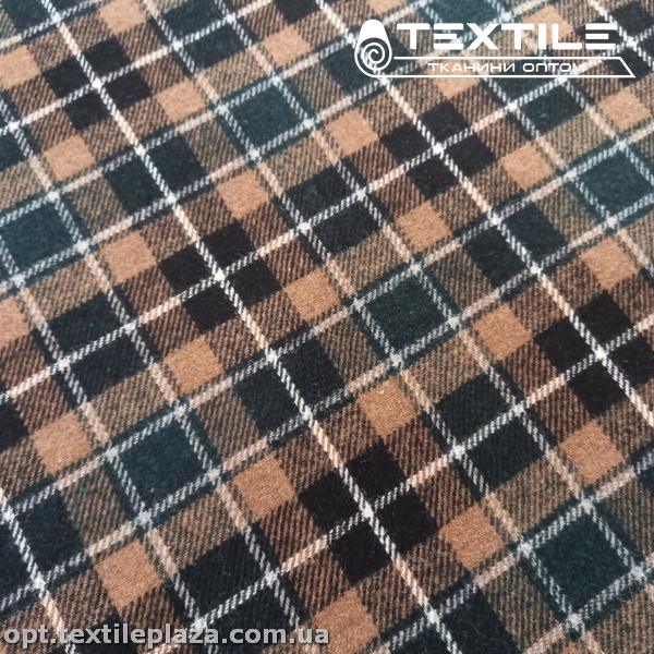 Костюмная ткань Клетка теплая 14766D4C5 коричнево-зеленый