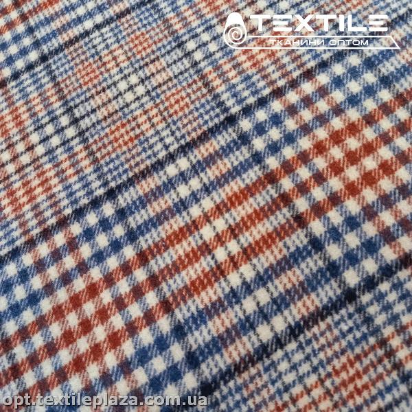 Костюмная ткань Клетка теплая 14766D1C2 джинсово-кирпичный