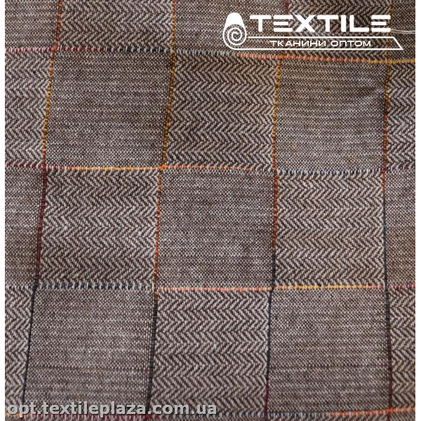 Костюмная ткань Твид 13339D2C1 клетка, коричневый