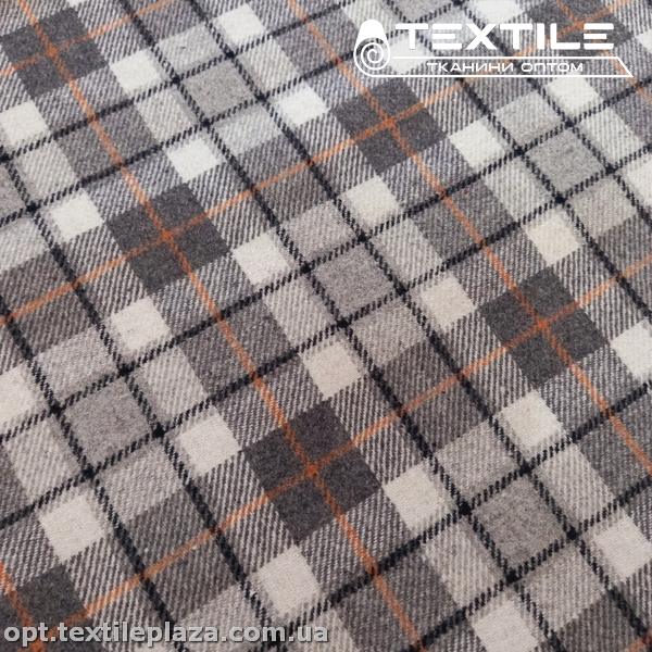 Костюмная ткань Клетка теплая 14766D4C1 оранжево-серый