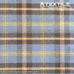 Костюмная ткань Клетка теплая 2016D1C2 серо-голубой