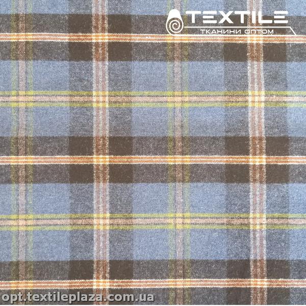 Костюмная ткань Клетка теплая 2016D1C2 серо-голубой