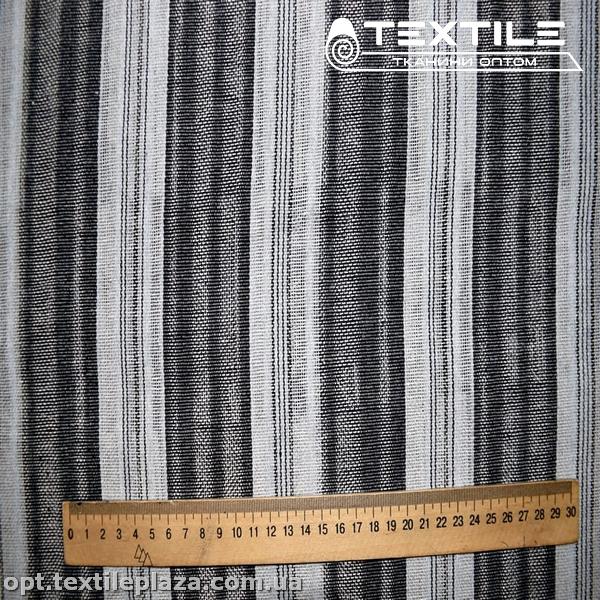 Лён цветной 4037D1C2 полоска, черно-белый