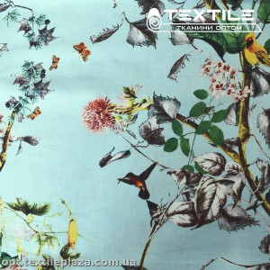Лён цветной 4085D2C2 птицы, голубой