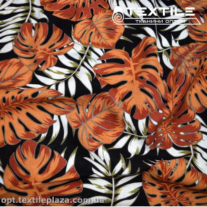 Лён цветной 4071D306C1 листья, оранжево-черный