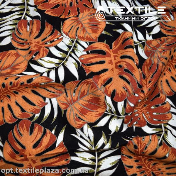 Лён цветной 4071D306C1 листья, оранжево-черный