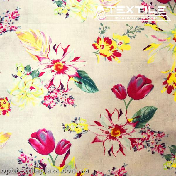 Лён цветной 4071D22C1 цветы, пудровый