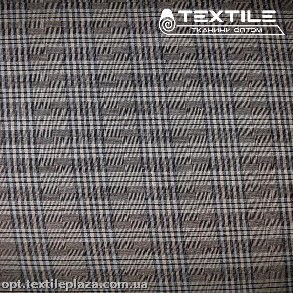 Лён цветной 3097D1C1 клетка, темно-коричневый
