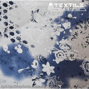 Лён цветной 4085D5C1 абстракция, голубой