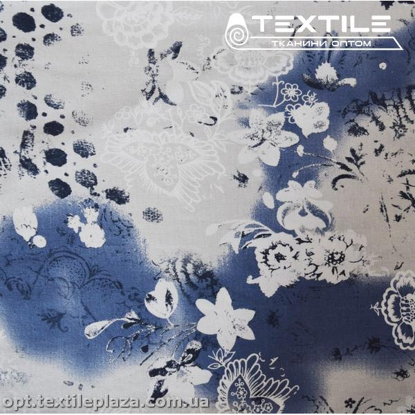 Лён цветной 4085D5C1 абстракция, голубой