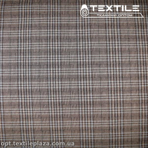 Лён цветной 3097D1C2 клетка, коричневый