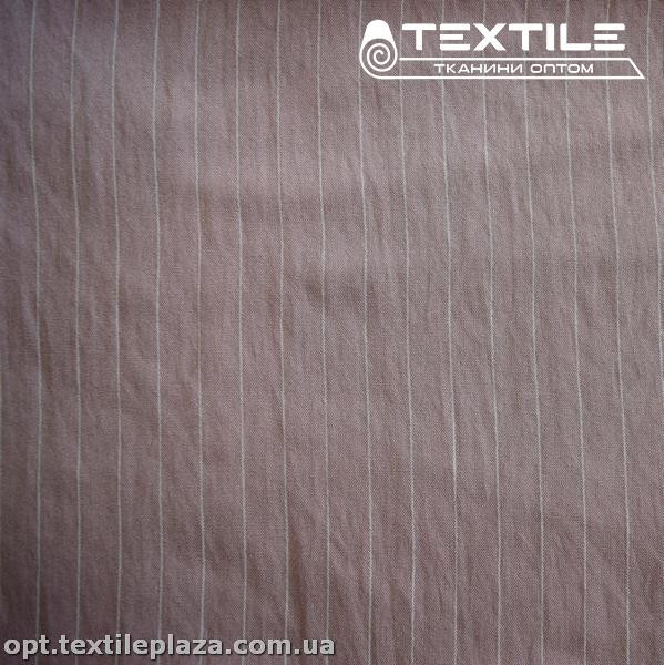 Лён крэш тонкий 3824C3 полоска, пыльно-розовый