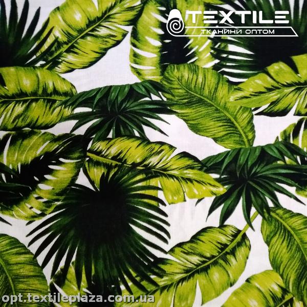 Лён цветной 4028D2C2 листья, белый