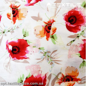 Лён цветной 4085D1C1 цветы, белый