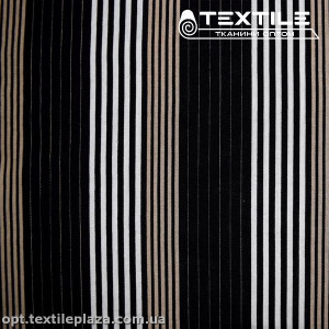 Лён цветной 3518D8C1 полоска, черно-бежево-белый