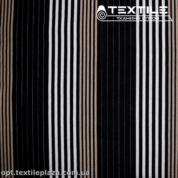 Лён цветной 3518D8C1 полоска, черно-бежево-белый
