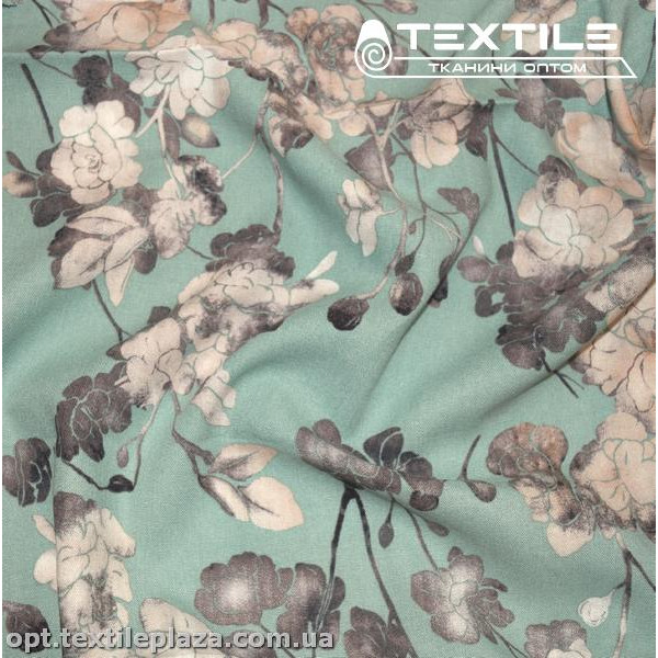 Лён цветной 4071D18C1 цветы, мятно-голубой