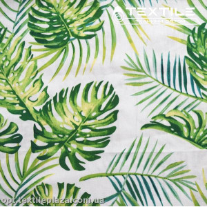 Лён цветной 3819D11C1 листья, белый