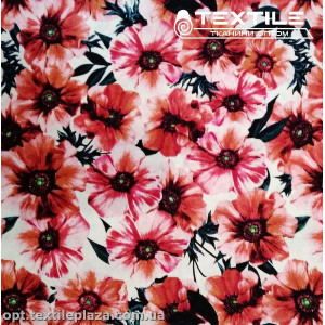 Лён цветной 4028D1C3 цветы, красно-белый