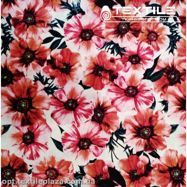 Лён цветной 4028D1C3 цветы, красно-белый