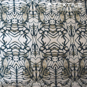 Лён цветной 4085D8C1 узор, бело-зеленый