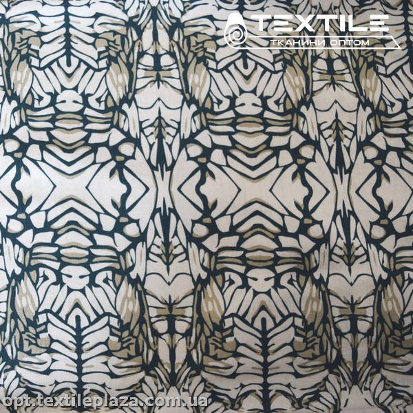 Лён цветной 4085D8C1 узор, бело-зеленый