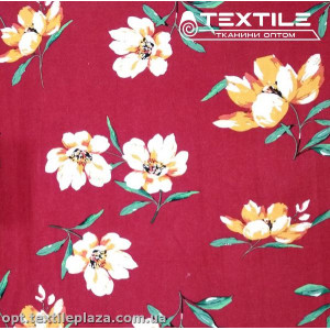 Лён цветной 4062D4C1 цветы, бордово-кирпичный