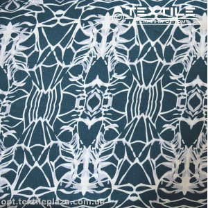 Лён цветной 4085D8C2 узор, зелено-белый