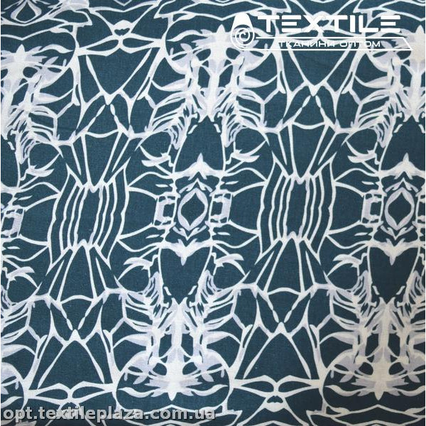 Лён цветной 4085D8C2 узор, зелено-белый