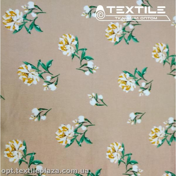 Лён цветной 4062D8C4 цветы, бежевый