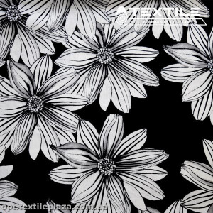 Лён цветной 3819D7C1 цветы, черный